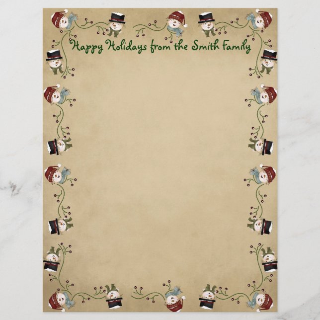 Cute Country Christmas Letterhead (Front)