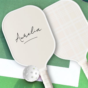Cute Country Club Plaid Stripe Signature Name Pickleball Paddle
