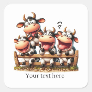 Cute Country cow customizable Square Sticker