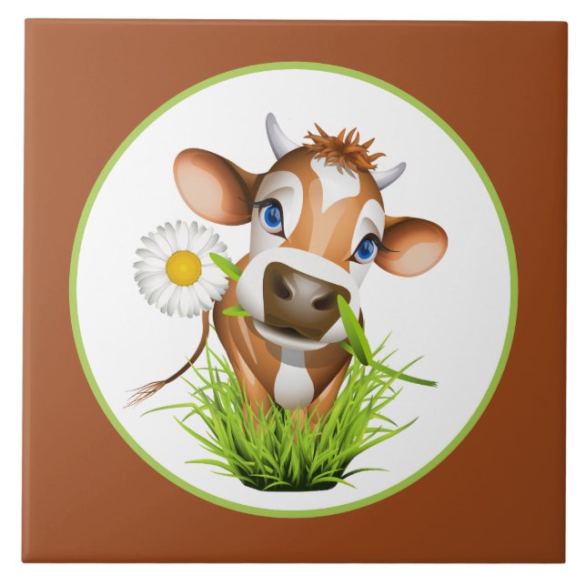 cute Country cow lovers ceramic tile (Front)