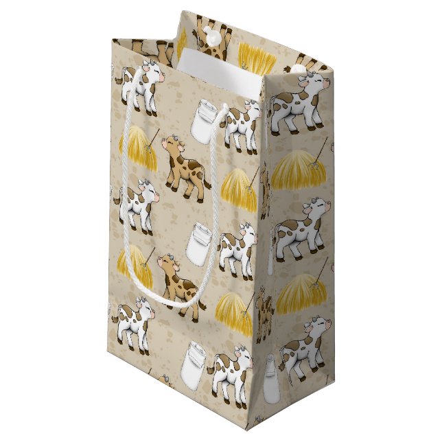 Cute Country cow tiled pattern party Small Gift Bag (Front Angled)