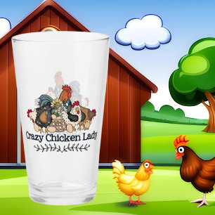 cute Country crazy chicken lady  Glass