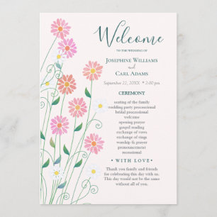 Cute Country Daisies Wedding Program Programme