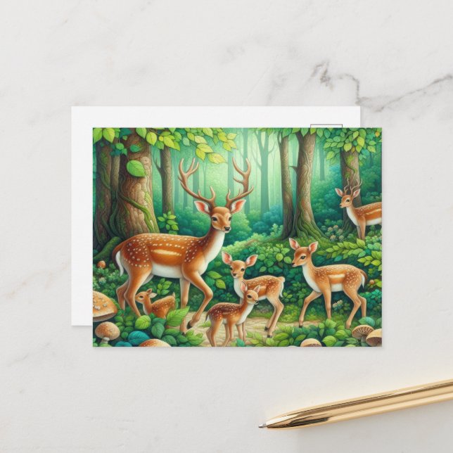Cute Country deer lovers  Postcard (Front/Back In Situ)