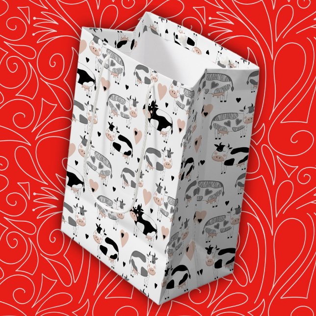 Cute Country Farm Cows Medium Gift Bag (Creator Uploaded)