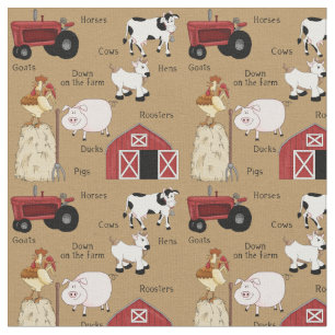 Cute Country Farm pattern material Fabric