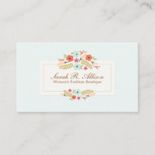 Cute Country Flowers Vintage Floral Boutique Business Card