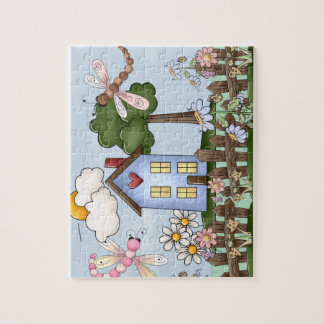 Cute Country Folk Art Picture Jigsaw Puzzle