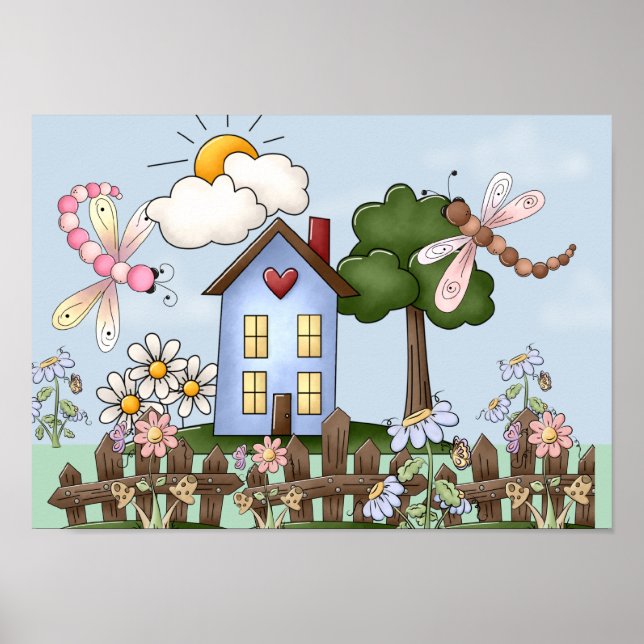 Cute Country Folk Art Picture Poster (Front)