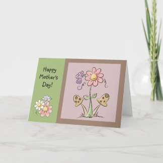 Cute Country Folk Flowers Mother's Day Card