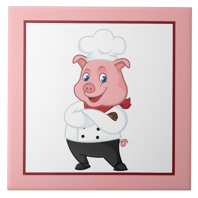 Cute Country kitchen pig decor Tile (Front)