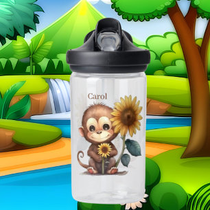 Cute Country monkey add name Water Bottle