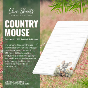 Cute Country Mouse Lined 3M Post-it® Notes