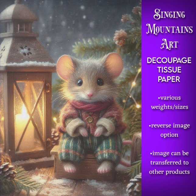 Cute Country Mouse & Rustic Lantern Decoupage Tissue Paper (Creator Uploaded)