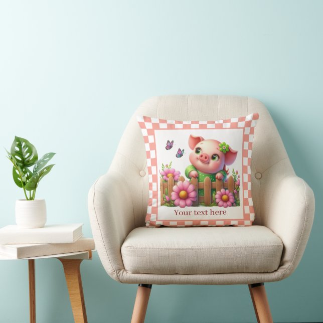 Cute Country pig lovers add text  Cushion (Chair)