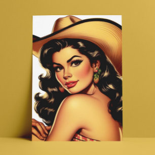 Cute Country Pin-up Postcard