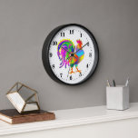 Cute Country pop art rooster Clock<br><div class="desc">Cute Country pop art rooster Large Clock</div>
