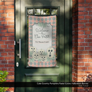 Cute Country Pumpkins Pastel Colours Halloween Banner