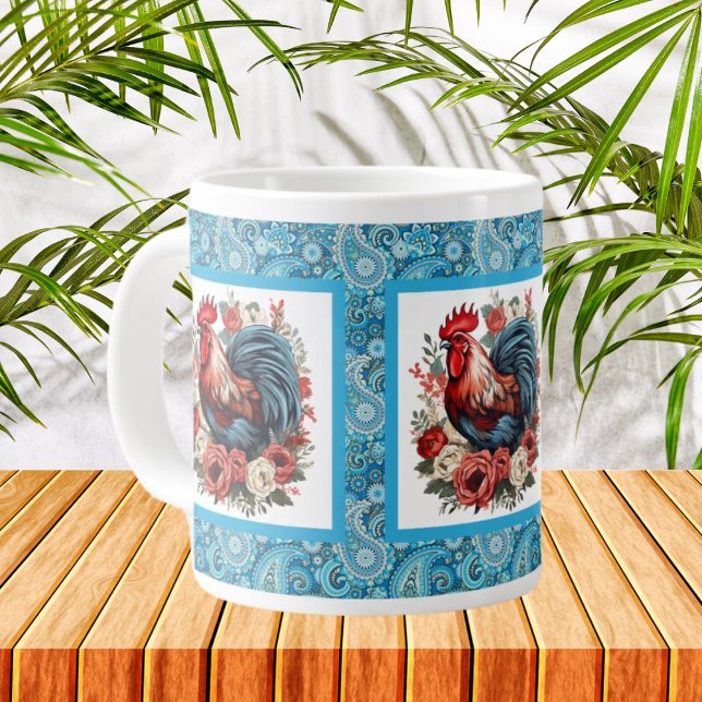 Cute Country rooster add name  Large Coffee Mug (Creator Uploaded)