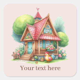 cute Country rooster lovers add message Square Sticker