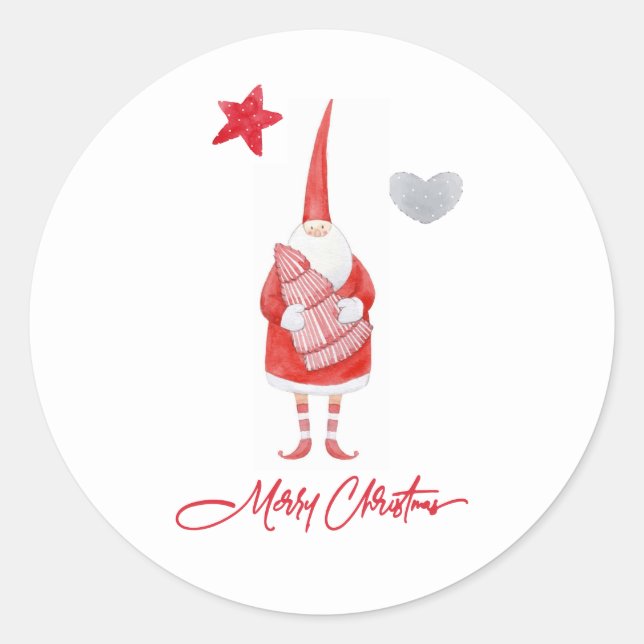 Cute Country Santa Christmas Sticker (Front)