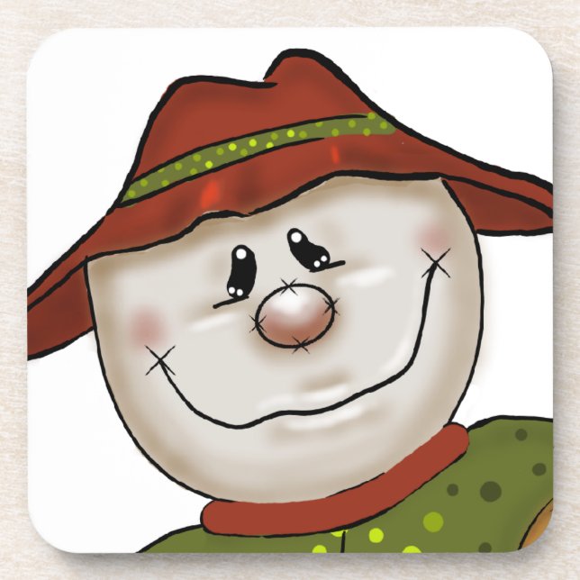 Cute Country Scarecrow Folk Art Coaster (Front)