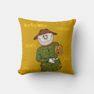 Cute Country Scarecrow Folk Art Throw Cushion