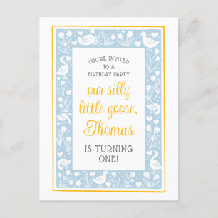 Cute Country Silly Goose Birthday Party Postcard