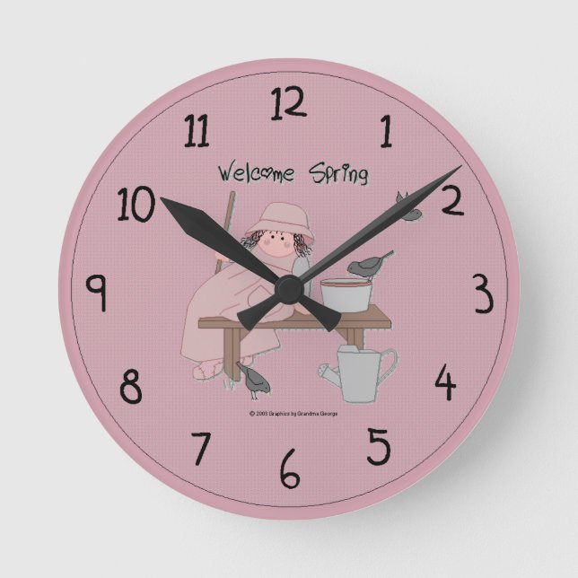 Cute Country Spring Wall Clock (Front)