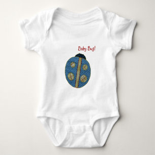 Cute Country Style Blue Ladybug Baby Bug Bodysuit