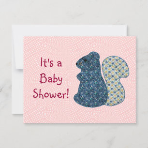 Cute Country Style Blue Squirrel Baby Shower Invitation
