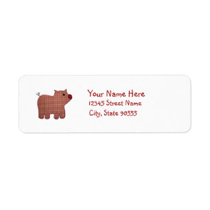 Cute Country Style Pink Plaid Pig With Name