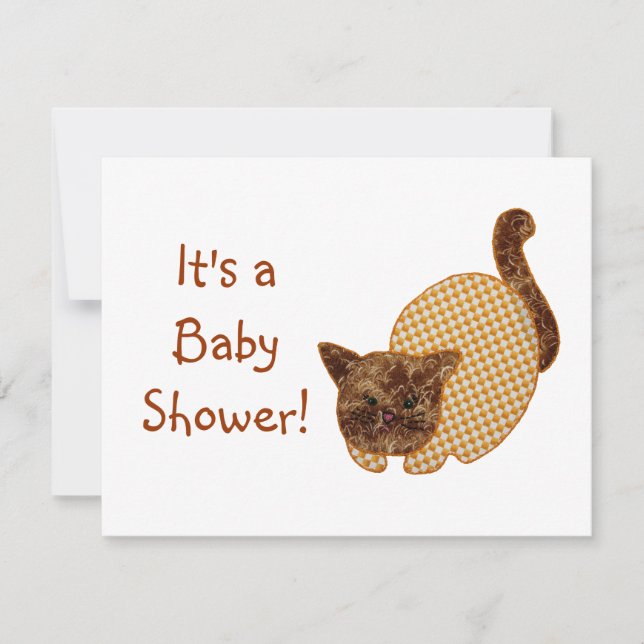 Cute Country Style Yellow Cat Baby Shower Invitation (Front)