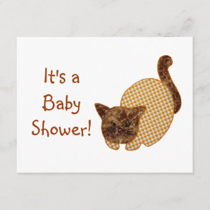 Cute Country Style Yellow Cat Baby Shower Invitation