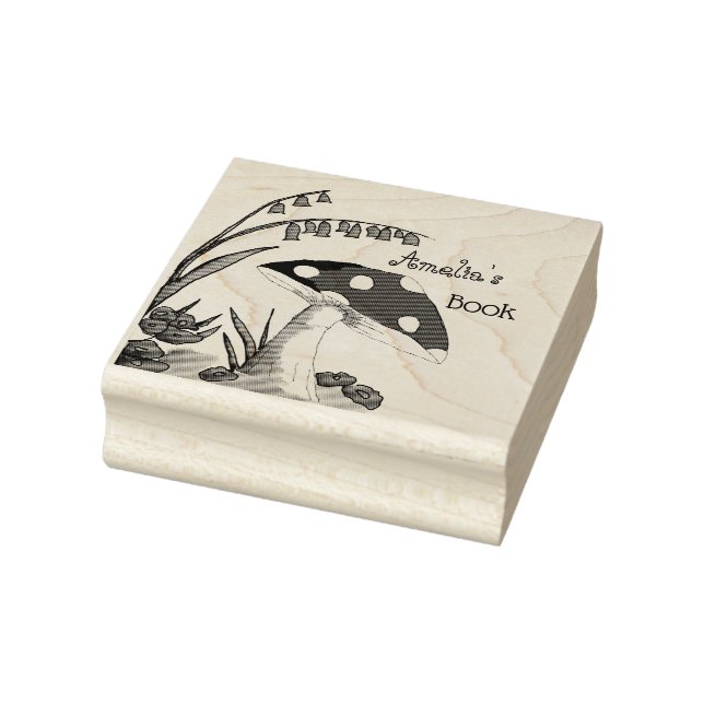 Cute Country Toadstool Book Plate Rubber Stamp (Stamp)
