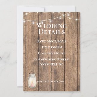 Cute Country Wedding Details Card | Rustic Wedding