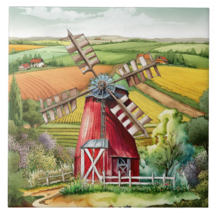 cute Country windmill lovers Tile