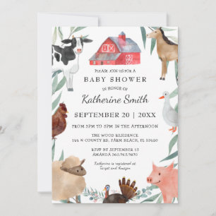 Cute Countryside Baby Shower On The Farm Invitation