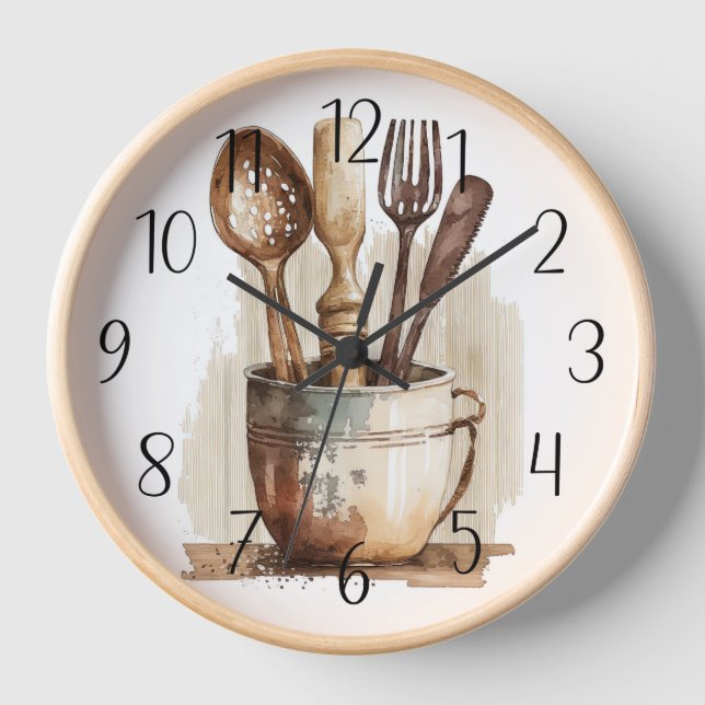 cute County farmhouse kitchen rustic  Clock (Front)
