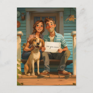 Cute Couple and their Dog Postcard