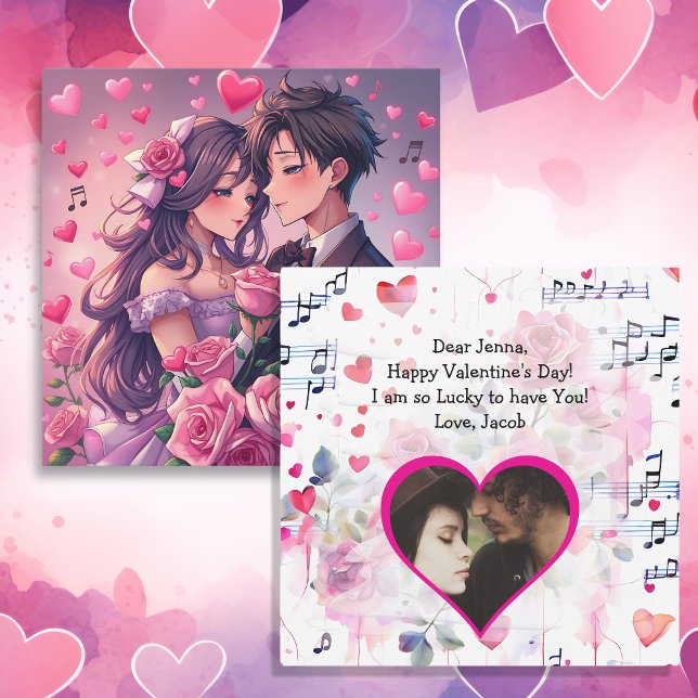 Cute Couple Anime Personalised Valentine's Day Card (Creator Uploaded)