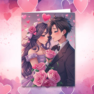 Cute Couple Anime Personalised Valentine's Day Card
