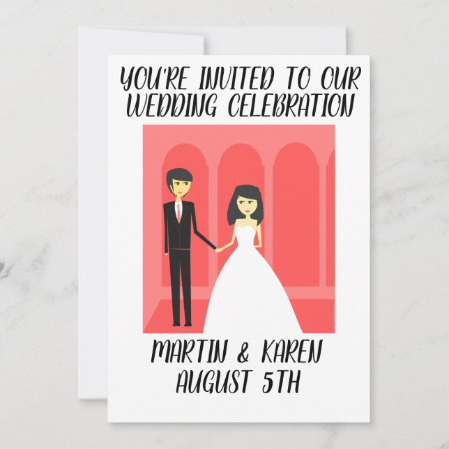 CUTE COUPLE ART WEDDING INVITATION (Front)