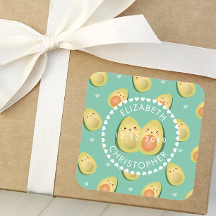 Cute Couple Avocuddle Funny Avocados Wedding Favou Square Sticker