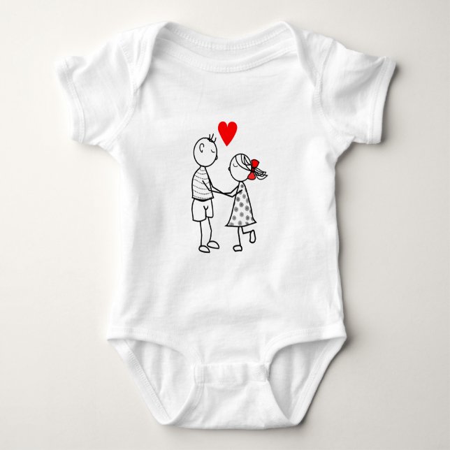 Cute Couple Baby Bodysuit (Front)