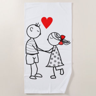 Cute Couple Beach Towel