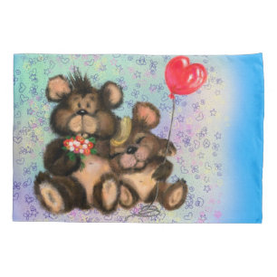 Cute Couple Bear Pillow Case