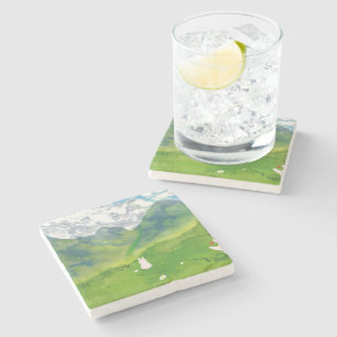 Cute Couple Bunny in Mountain View Stone Coaster