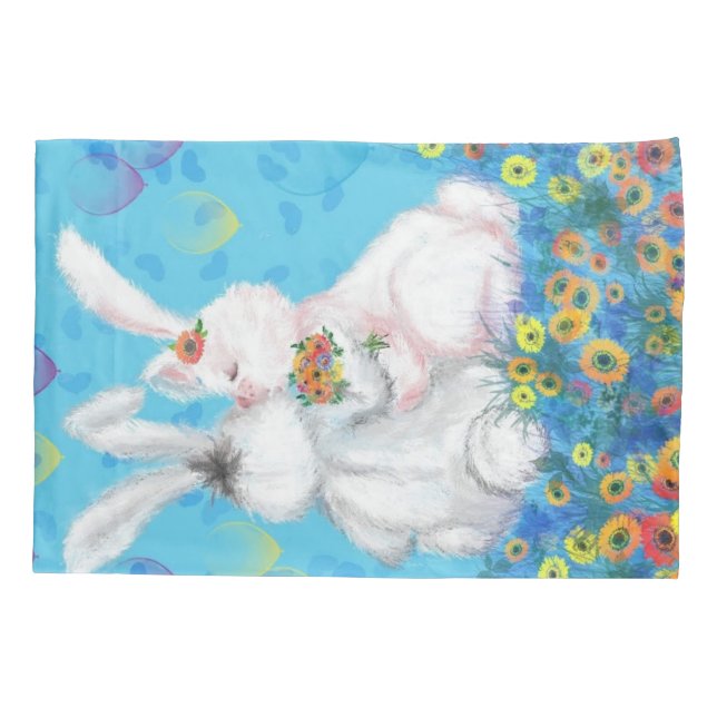 Cute Couple Bunny Pillow Case (Back)