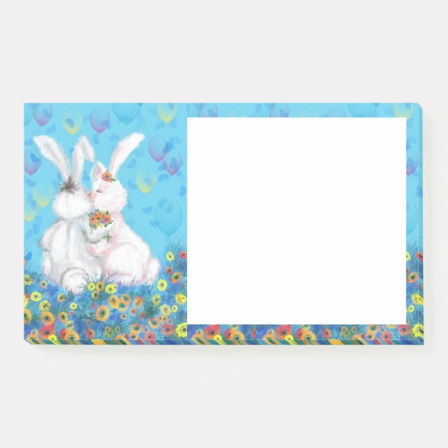Cute Couple Bunny Post-it® Notes (Front)